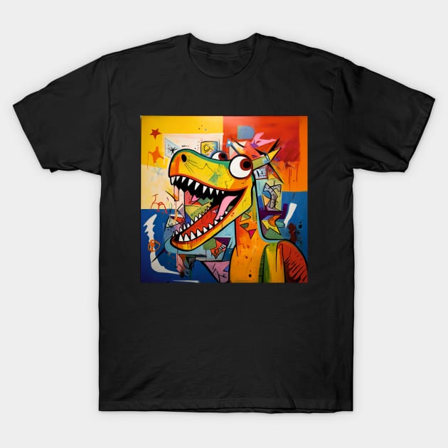 Funny Abstract Dinosaur T-Shirt by Geminiartstudio